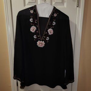 Sheer Embroidered  Dressbarn Shirt - Size 18/20